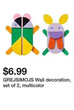 Ikea GREJSIMOJS Wall decoration, set of 2, multicolor offer