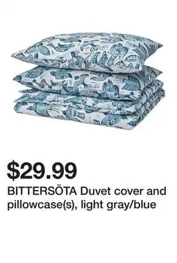 Ikea BITTERSÖTA Duvet cover and pillowcase(s), light gray/blue offer