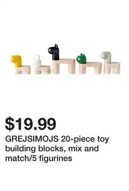 Ikea GREJSIMOJS 20-piece toy building blocks, mix and match/5 figurines offer