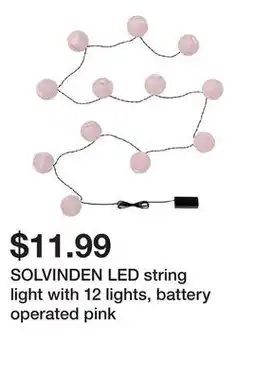 Ikea SOLVINDEN LED string light with 12 lights, battery operated pink offer
