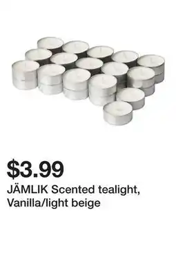 Ikea JÄMLIK Scented tealight, Vanilla/light beige offer