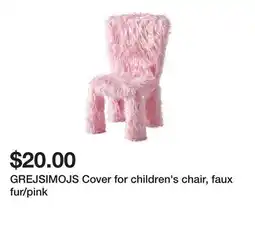 Ikea GREJSIMOJS Cover for children's chair, faux fur/pink offer