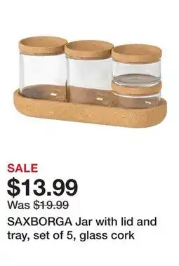 Ikea SAXBORGA Jar with lid and tray, set of 5, glass cork offer