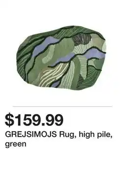 Ikea GREJSIMOJS Rug, high pile, green offer