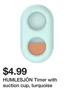 Ikea HUMLESJÖN Timer with suction cup, turquoise offer