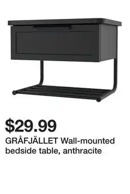 Ikea GRÅFJÄLLET Wall-mounted bedside table, anthracite offer