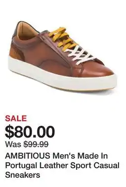 Marshalls AMBITIOUS Men's Made In Portugal Leather Sport Casual Sneakers offer