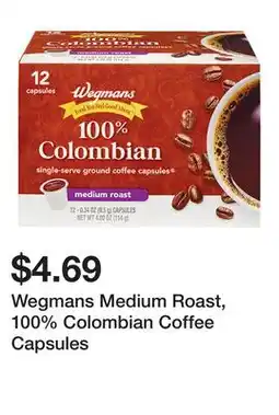 Wegmans Wegmans Medium Roast, 100% Colombian Coffee Capsules offer