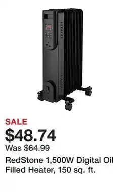 Tractor Supply Company RedStone 1,500W Digital Oil Filled Heater, 150 sq. ft offer