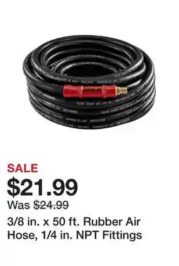 Harbor Freight Tools 3/8 in. x 50 ft. Rubber Air Hose, 1/4 in. NPT Fittings offer