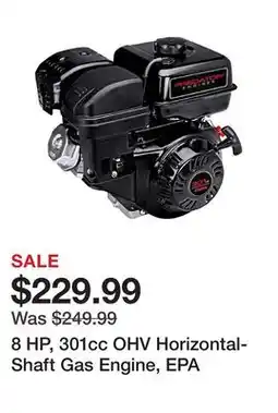 Harbor Freight Tools 8 HP, 301cc OHV Horizontal-Shaft Gas Engine, EPA offer