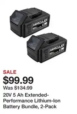 Harbor Freight Tools 20V 5 Ah Extended-Performance Lithium-Ion Battery Bundle, 2-Pack offer