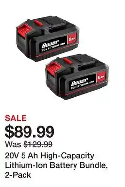 Harbor Freight Tools 20V 5 Ah High-Capacity Lithium-Ion Battery Bundle, 2-Pack offer