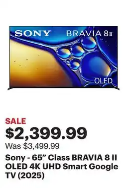 Best Buy Sony - 65 Class BRAVIA 8 II OLED 4K UHD Smart Google TV (2025) offer