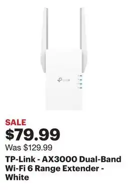 Best Buy TP-Link - AX3000 Dual-Band Wi-Fi 6 Range Extender - White offer