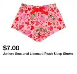 Five Below Juniors Seasonal Licensed Plush Sleep Shorts offer