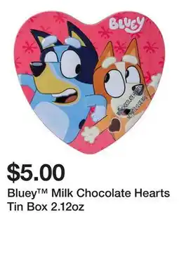 Five Below Bluey Milk Chocolate Hearts Tin Box 2.12oz offer