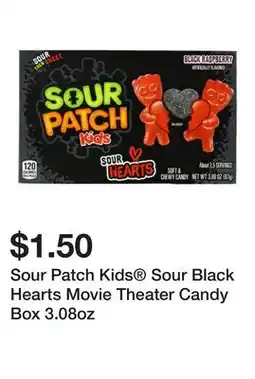 Five Below Sour Patch Kids Sour Black Hearts Movie Theater Candy Box 3.08oz offer
