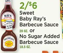 Heinen's Sweet Baby Ray's Barbecue Sauce 28 OZ. or No Sugar Added Barbecue Sauce 18.5 OZ offer