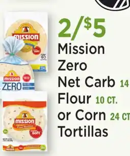Heinen's Mission Zero Net Carb 14 CT., Flour 10 CT. or Corn 24 CT. Tortillas offer