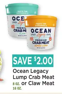 Heinen's Ocean Legacy Lump Crab Meat 8 OZ. or Claw Meat 16 OZ offer