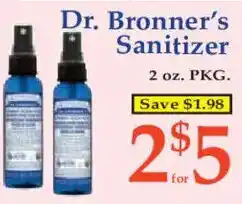 Market Basket Dr. Bronner's Sanitizer offer