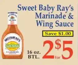 Market Basket Sweet Baby Ray's Marinade & Wing Sauce offer