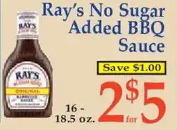 Market Basket Ray's No Sugar Added BBQ Sauce offer
