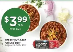 Kroger Kroger 80% Lean Ground Beef offer