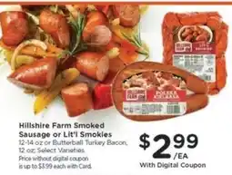 Kroger Hillshire Farm Smoked Sausage or Lit'l Smokies offer