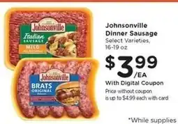 Kroger Johnsonville Dinner Sausage offer