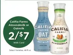 Kroger Califia Farms Almondmilk, or Oatmilk offer