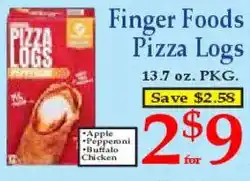 Market Basket Finger Foods Pizza Logs offer