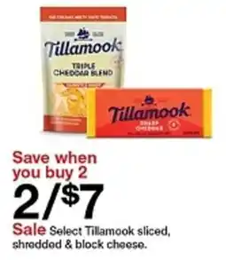 Target Tillamook sliced or shredded and block cheese offer