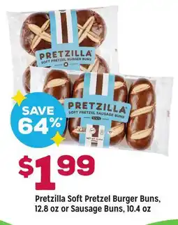 Grocery Outlet Pretzilla Soft Pretzel Burger Buns, 12.8 oz or Sausage Buns, 10.4 oz offer