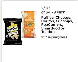 Walgreens Ruffles, Cheetos, Doritos, Sunchips, PopCorners, Smartfood or Tostitos offer