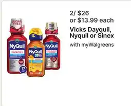 Walgreens Vicks Dayquil, Nyquil or Sinex offer