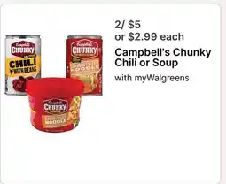 Walgreens Campbell's Chunky Chili or Soup offer