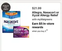 Walgreens Allegra, Nasacort or Xyzal Allergy Relief offer