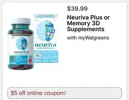 Walgreens Neuriva Plus or Memory 3D Supplements offer