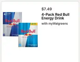 Walgreens 4 - Pack Red Bull Energy Drink offer