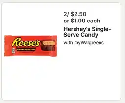 Walgreens Hershey's Single-Serve Candy offer