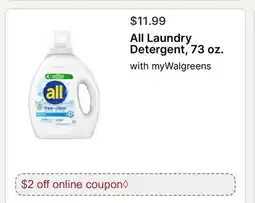 Walgreens All Laundry Detergent, 73 oz. with myWalgreens offer