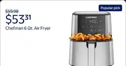 Walmart Chefman 6 Qt. Air Fryer 4 Functions w/ Touch Controls, HI-FRY Button, Stainless Steel offer