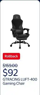 Walmart GTRACING LUFT-400 Mesh & Faux Leather Office Gaming Chair with Footrest, Black offer