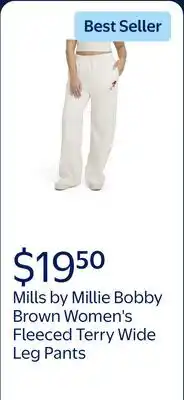 Walmart Mills by Millie Bobby Brown Women's Fleeced Terry Wide Leg Pants offer