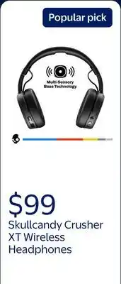 Walmart Skullcandy Crusher XT Wireless Foldable over-Ear Headphones offer
