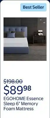 Walmart EGOHOME Essence Sleep Twin Mattress, 6 Memory Foam Mattress in a Box offer