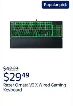Walmart Razer Ornata V3 X Full-Size Wired Membrane Gaming Keyboard for PC, Chroma RGB, Wrist Rest, Black offer
