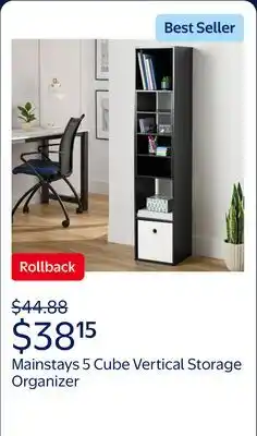 Walmart Mainstays 5 Cube Vertical Storage Organizer, Black offer